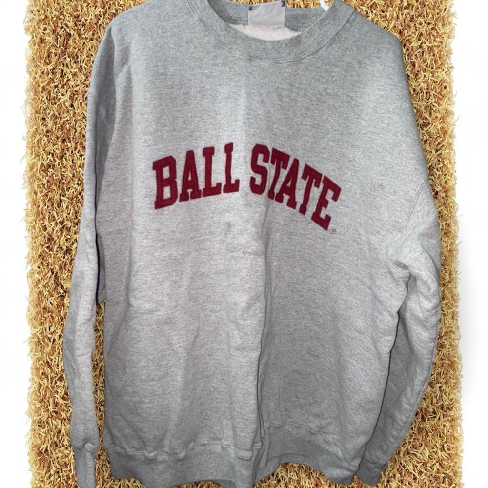 Men’s L Lee grey Ball State University crewneck sweatshirt #college #sweatshirt